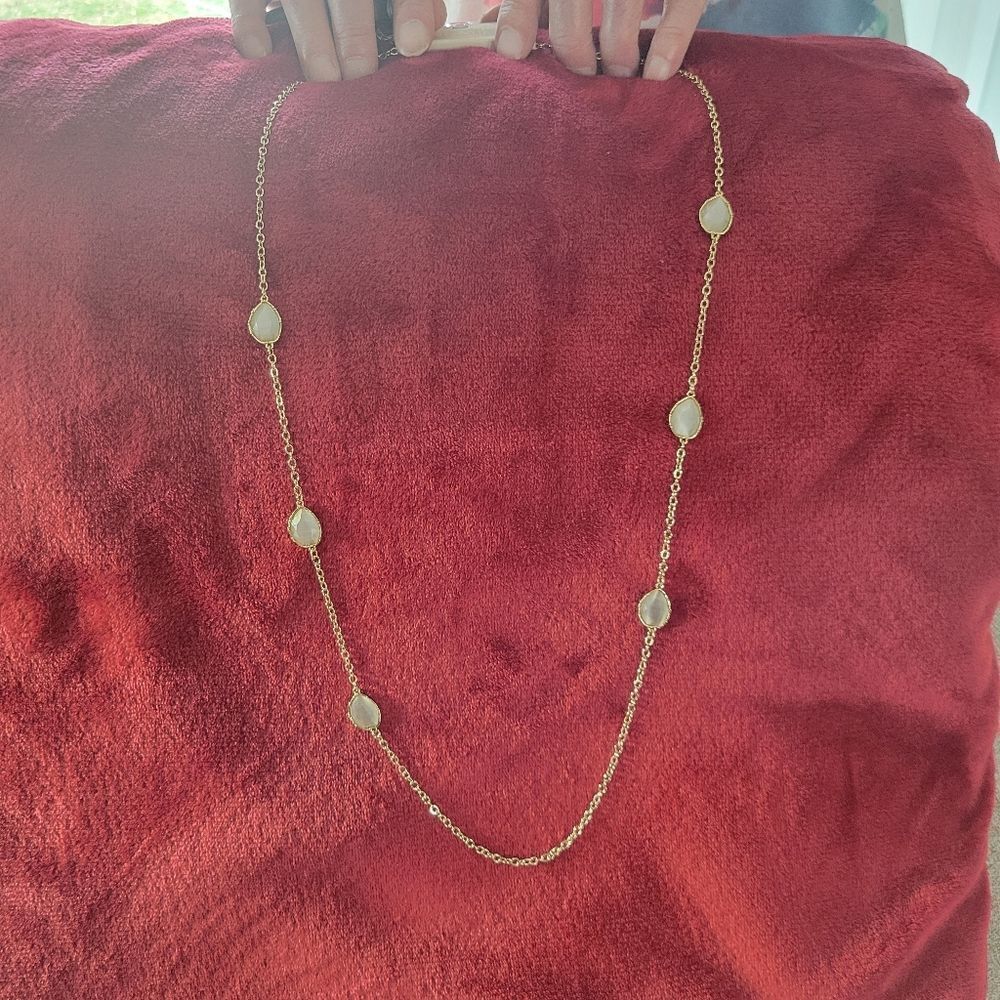 14th And Union Elegant Gold Necklace with White/ Opal Accents